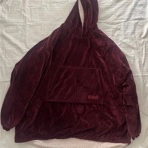 Plush Burgundy Hooded Blanket Sweatshirt
